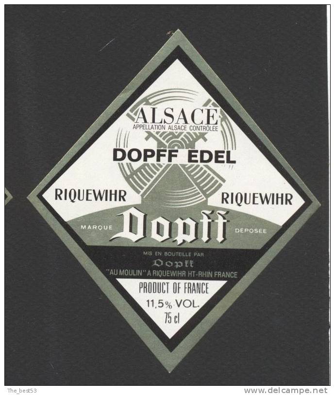 Etiquette De Vin  D'Alsace  -  Riquewihr  -  Dopff à Riquewihr  (68)  -  Moulin à Vent - Windmills