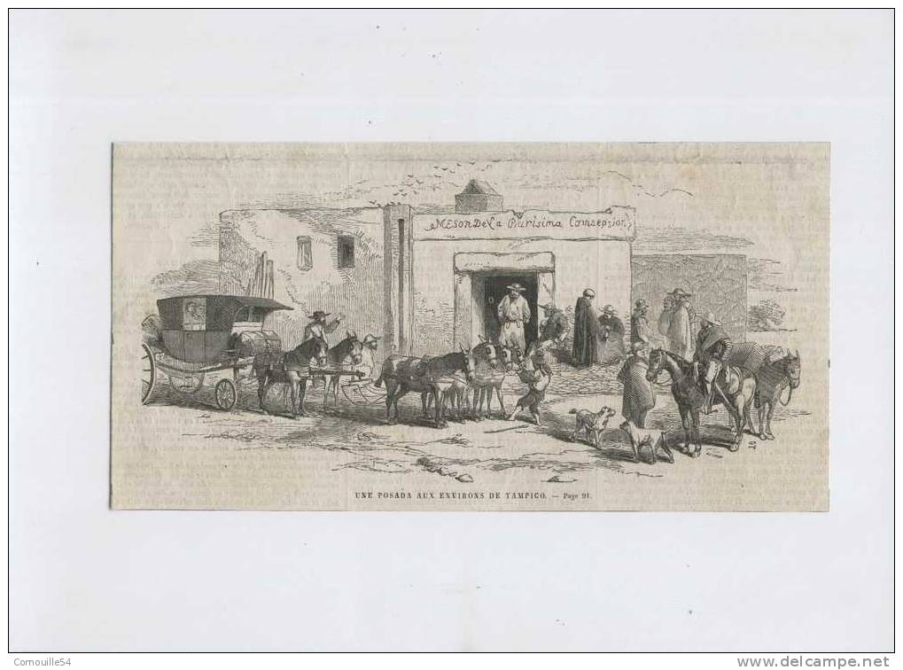 GRAVURE 1863. MEXIQUE. UNE POSADA AUX ENVIRONS DE TAMPICO. - Prints & Engravings