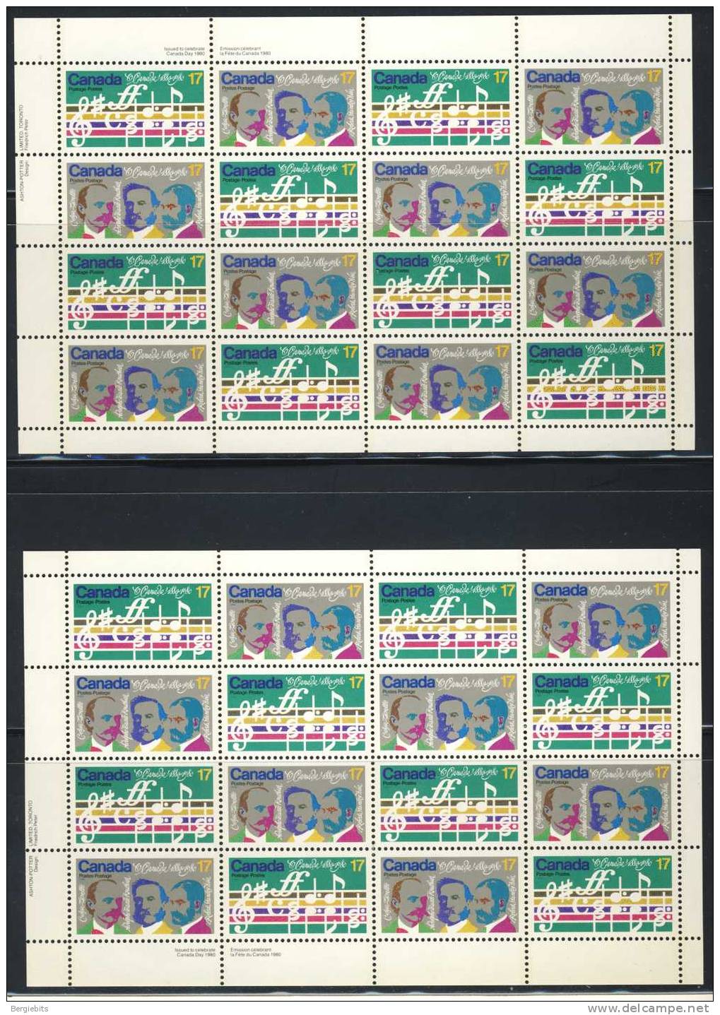 1980 Canada  Miniature Inscription Sheets Of  " O Canada National Anthem  " 64 Stamps VF MNH - Blocks & Sheetlets