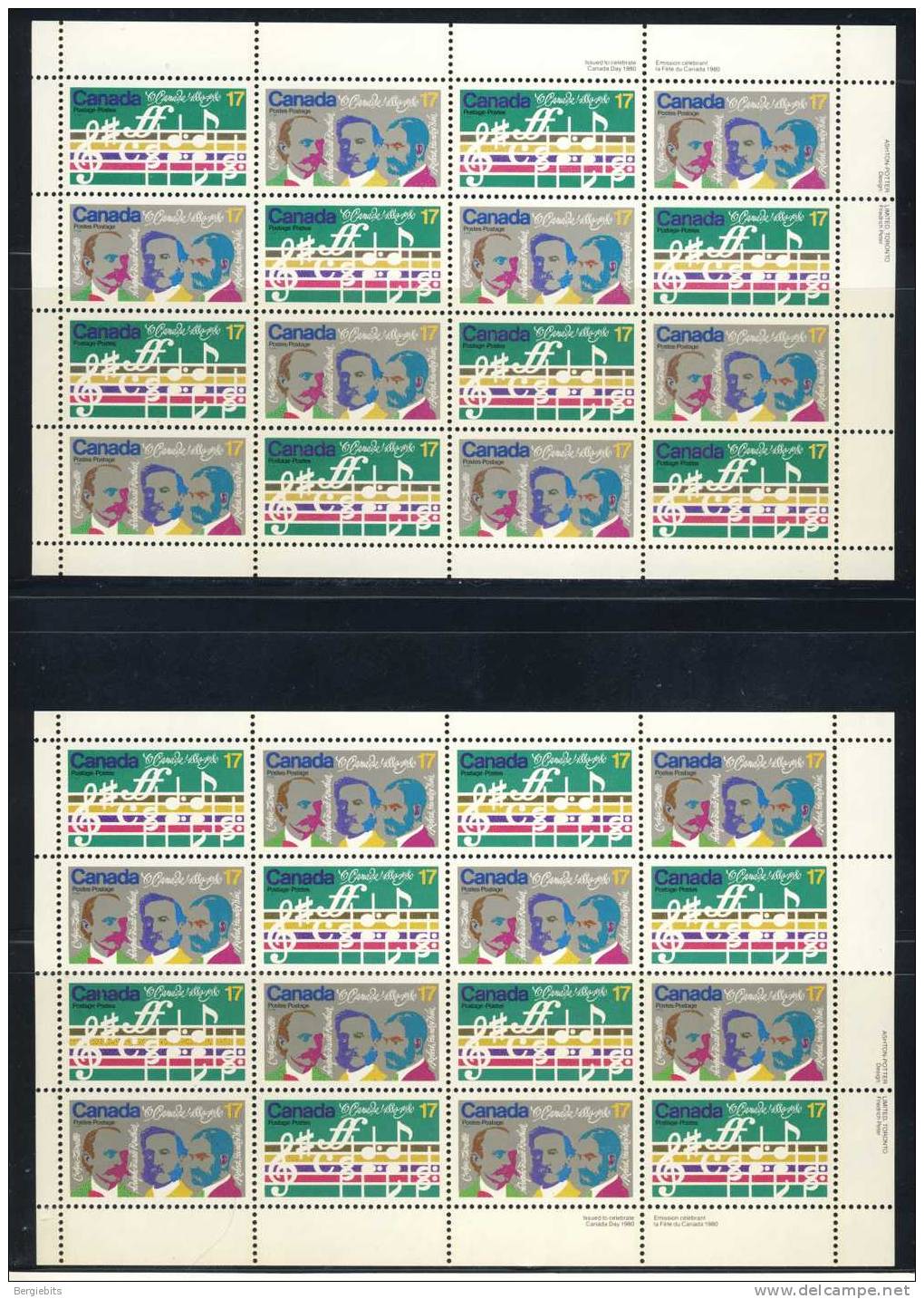 1980 Canada  Miniature Inscription Sheets Of  " O Canada National Anthem  " 64 Stamps VF MNH - Hojas Bloque