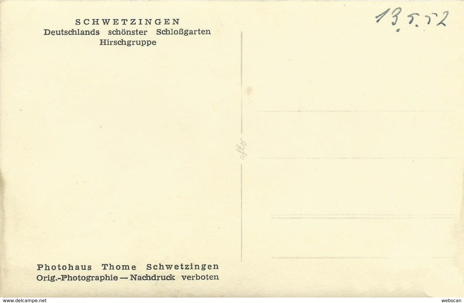 AK Schwetzingen Schlossgarten Hirschgruppe ~1952 #09 - Schwetzingen
