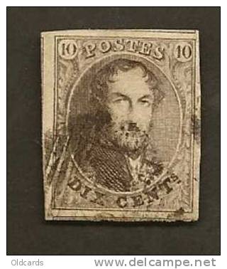 N°10 Pl XI Très Margé, 10c Brun Papier épais Obl. - 1849-1865 Medaillons (Varia)
