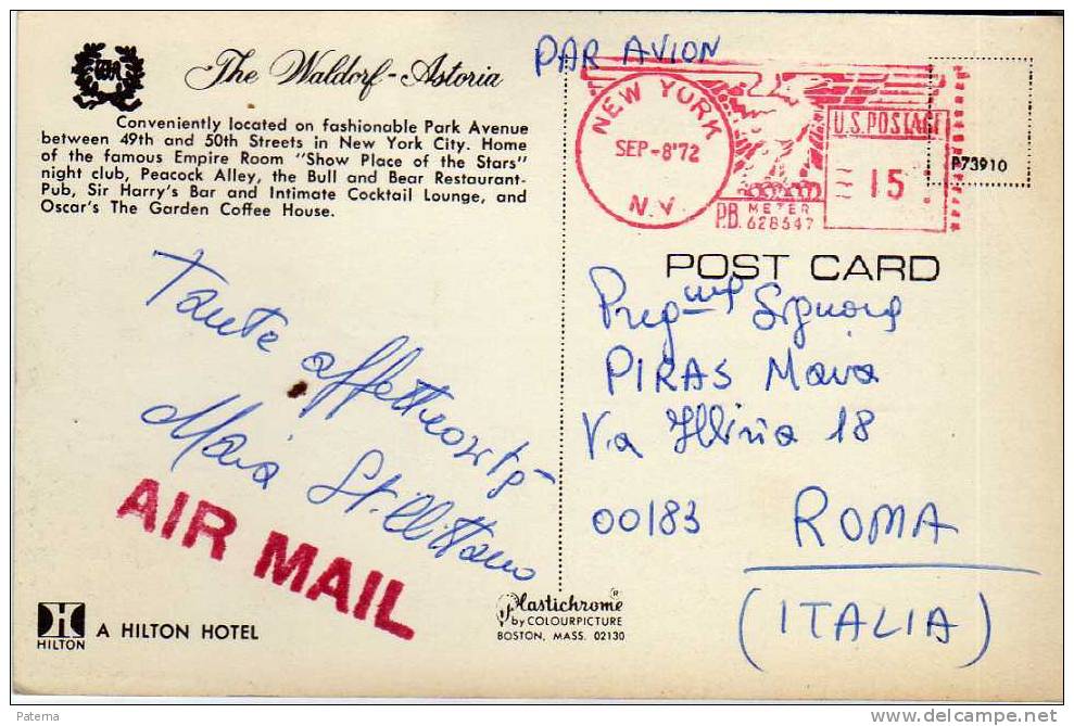 Postal, Aérea, NEW YORK 1972 (Estados Unidos)) Post Card - Cartas & Documentos