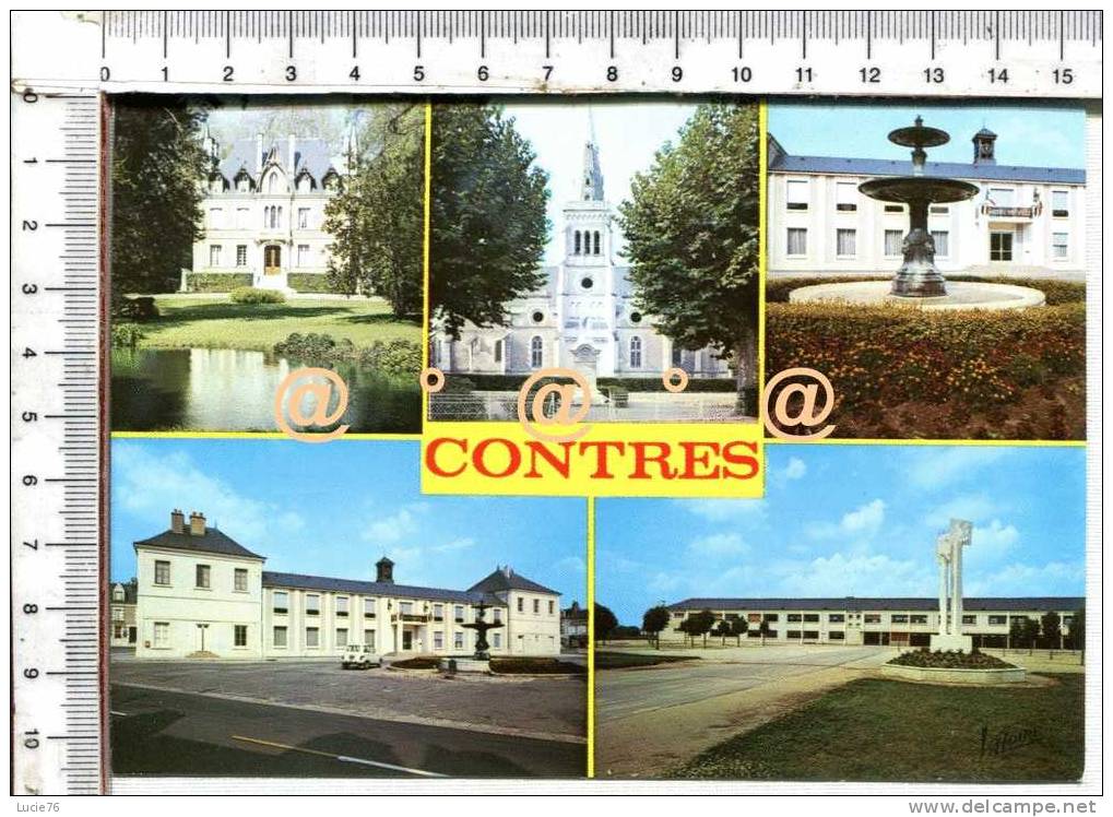 CONTRES  - 5 Vues -  Le Château - L'Eglise - La Fontaine - L'Hôtel De Ville - Le   C.E.S. - Contres