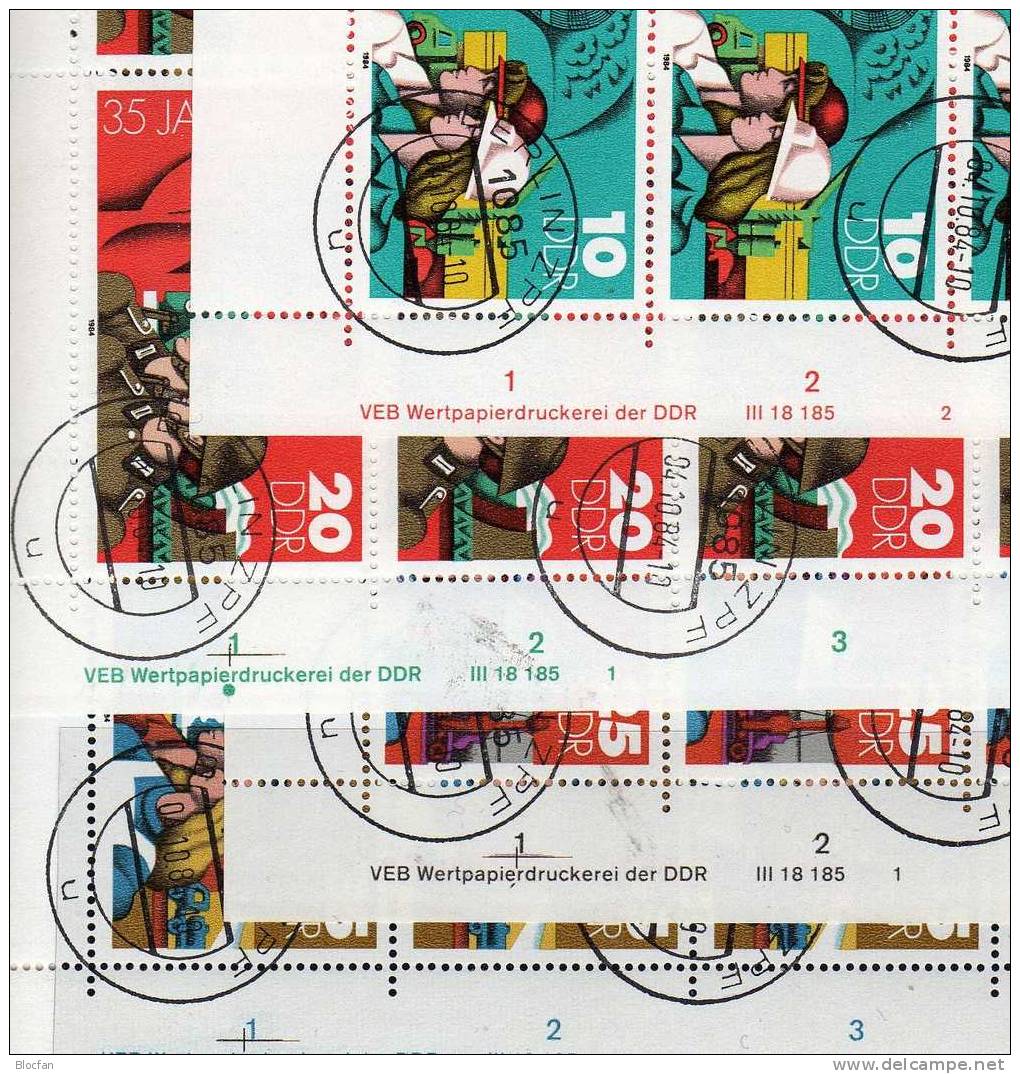 4 Bogen Im Satz 35 Jahre 1984 DDR 2898/01 Mit DV O 41€ Industrie Und Landwirtschaft Ungefaltet Ersttagsstempel Sheetlet - 1st Day – FDC (sheets)