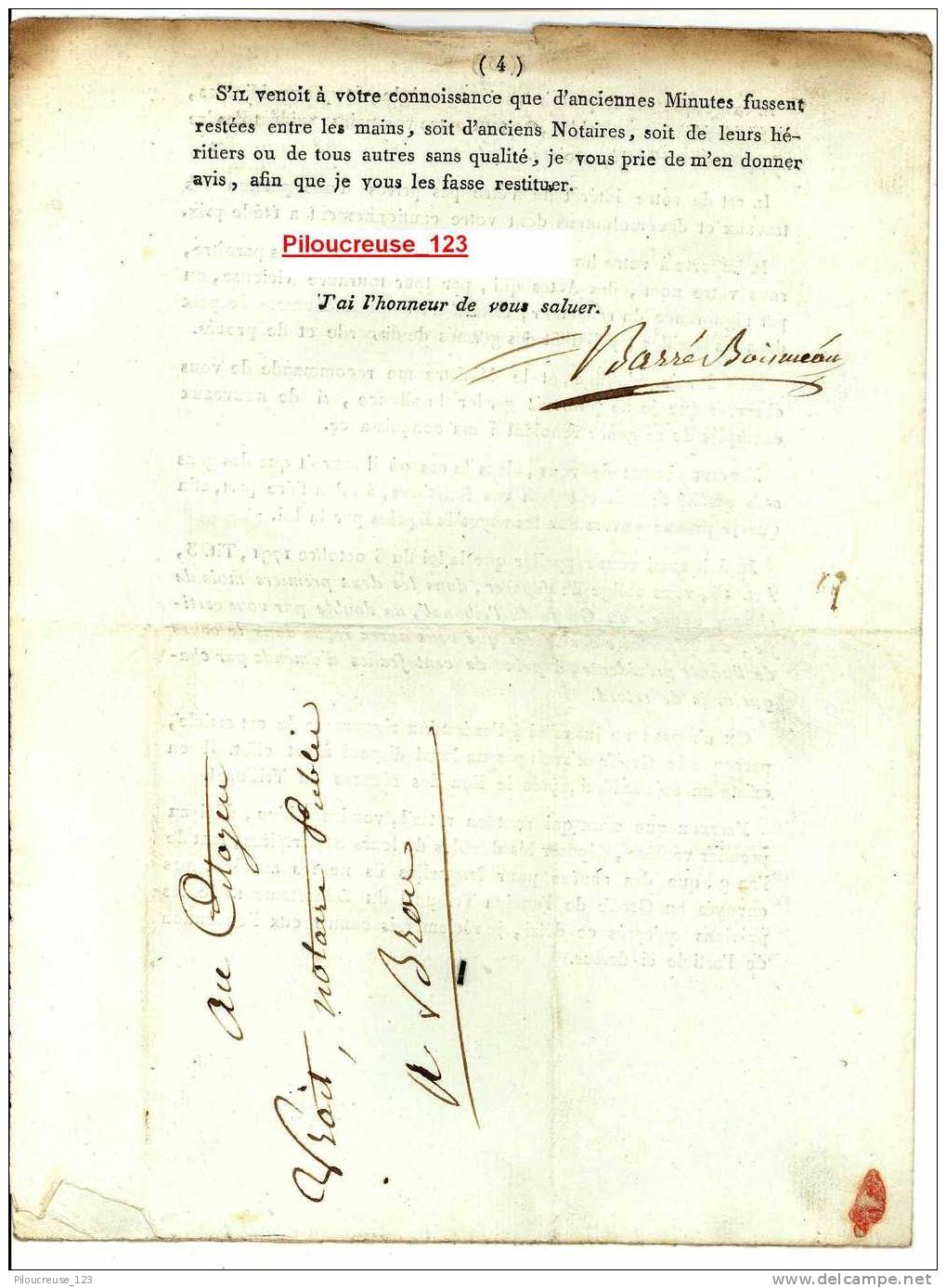 28- CHATEAUDUN -Document Du Commissaire Du Gouvernement De Châteaudun Adressé Aux Notaires Publics Du 27 Nivôse An X - Decrees & Laws