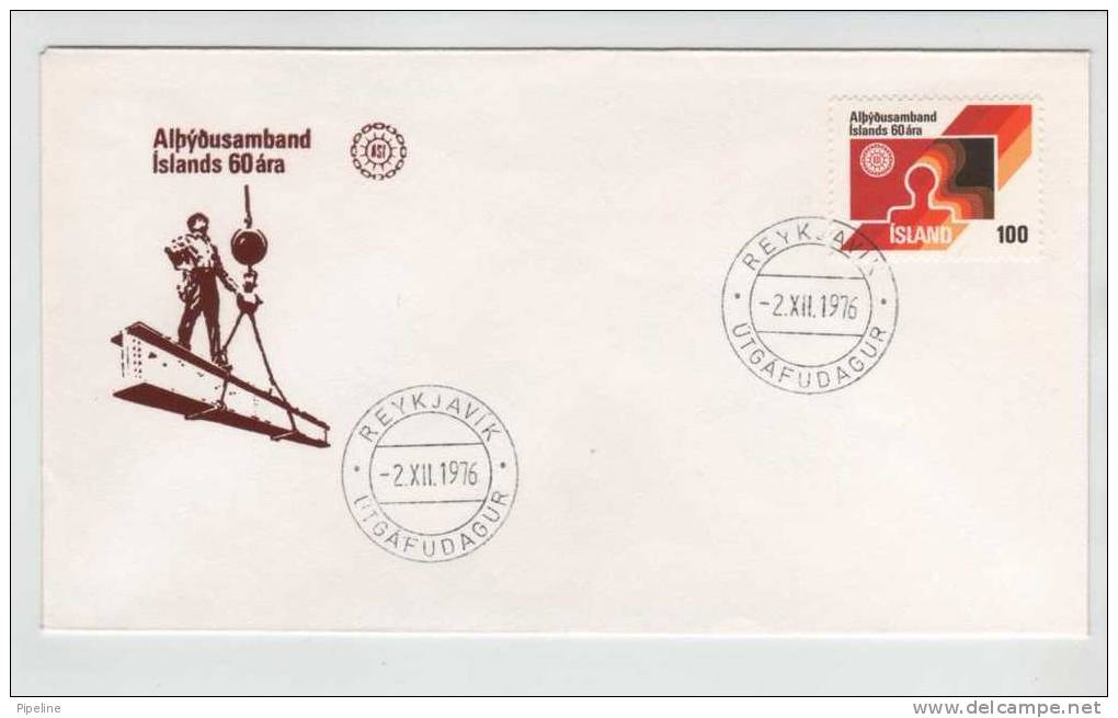 Iceland FDC 2-12-1976 Icelands LO. 60th Anniversary With Cachet - FDC