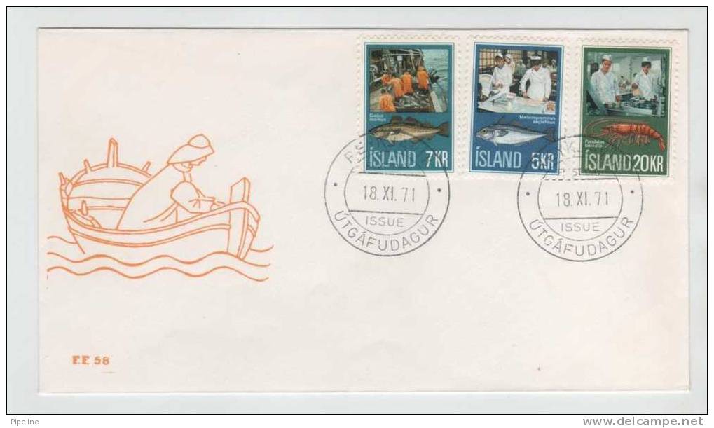 Iceland FDC 18-11-1971 Fishing Industry Complete Set Of 3 With Cachet - FDC