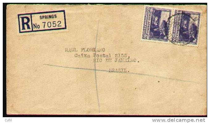 SOUTH AFRICA 1952 - REGISTERED COVER To RIO DE JANEIRO, BRAZIL - Storia Postale