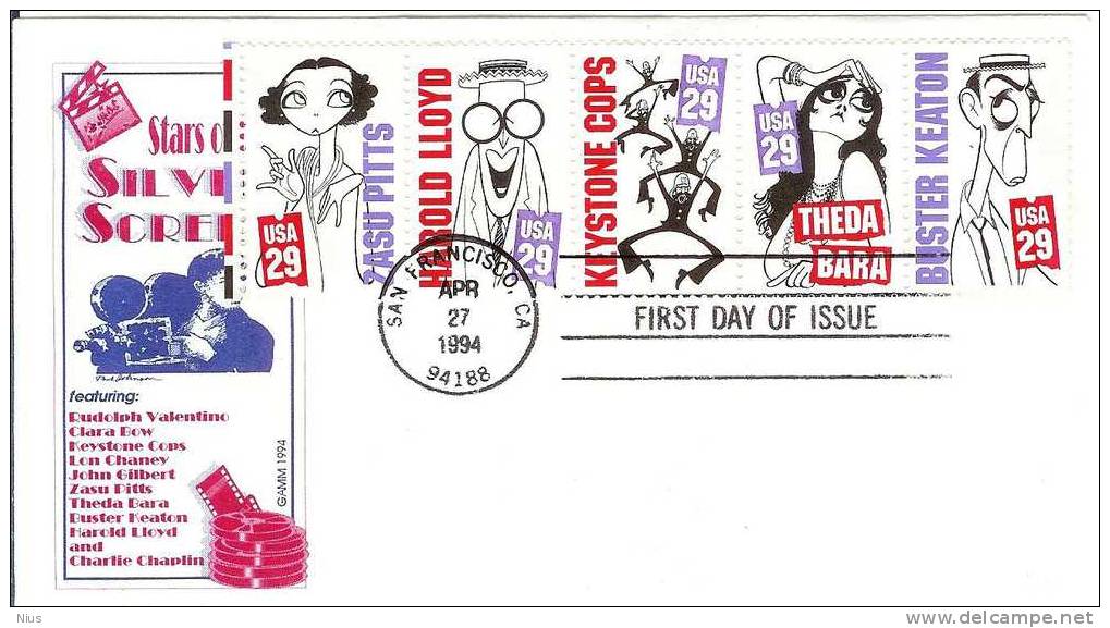 USA United States 1994 FDC Actor Lloyd Pitts Cops Keaton Film Cinema Movie Comedy Comedians - 1991-2000
