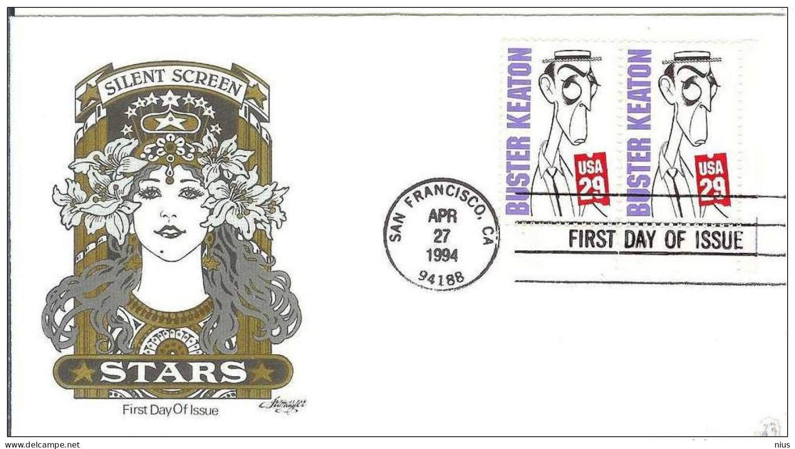 USA United States 1994 FDC Actor Buster Keaton Film Cinema Movie Comedy Silent Screen Comedians - 1991-2000