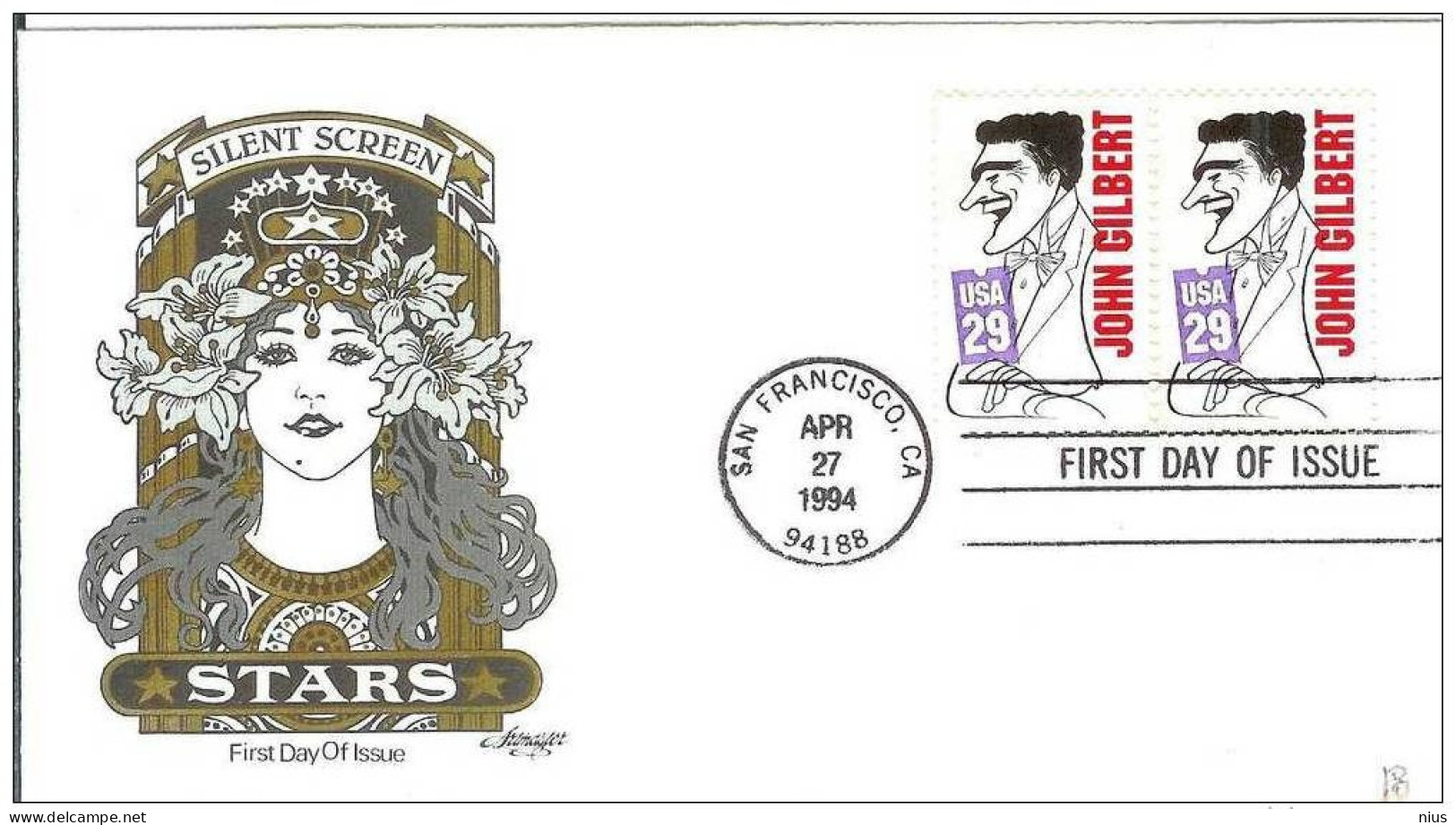 USA United States1994 FDC Actor John Gilbert Film Cinema Movie Comedy Silent Screen Comedians - 1991-2000