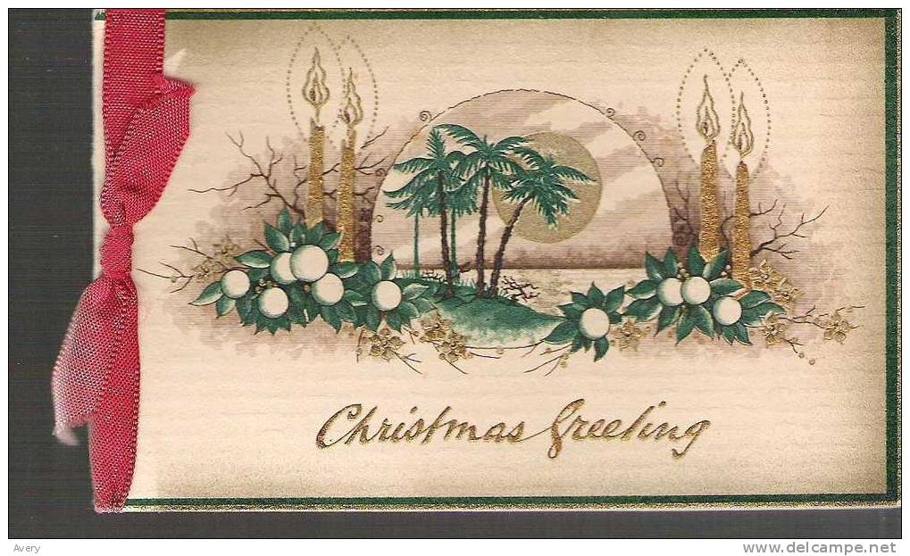 Antique Christmas Card  Christmas Greeting  13 Cm X 8 Cm  5 In X 3.2 In - Other & Unclassified