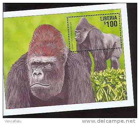 Liberia - Gorilla, S/S, MNH - Gorilles