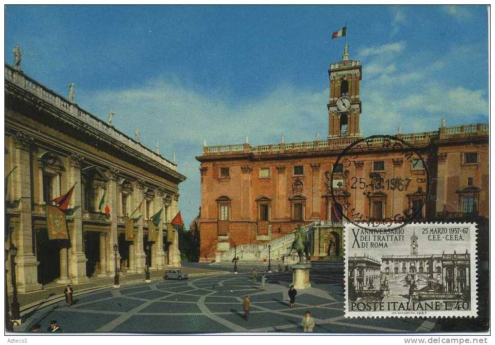 ITALIA - FDC MAXIMUM CARD 1967 - TRATTATI DI ROMA - IL CAMPIDOGLIO - Cartoline Maximum