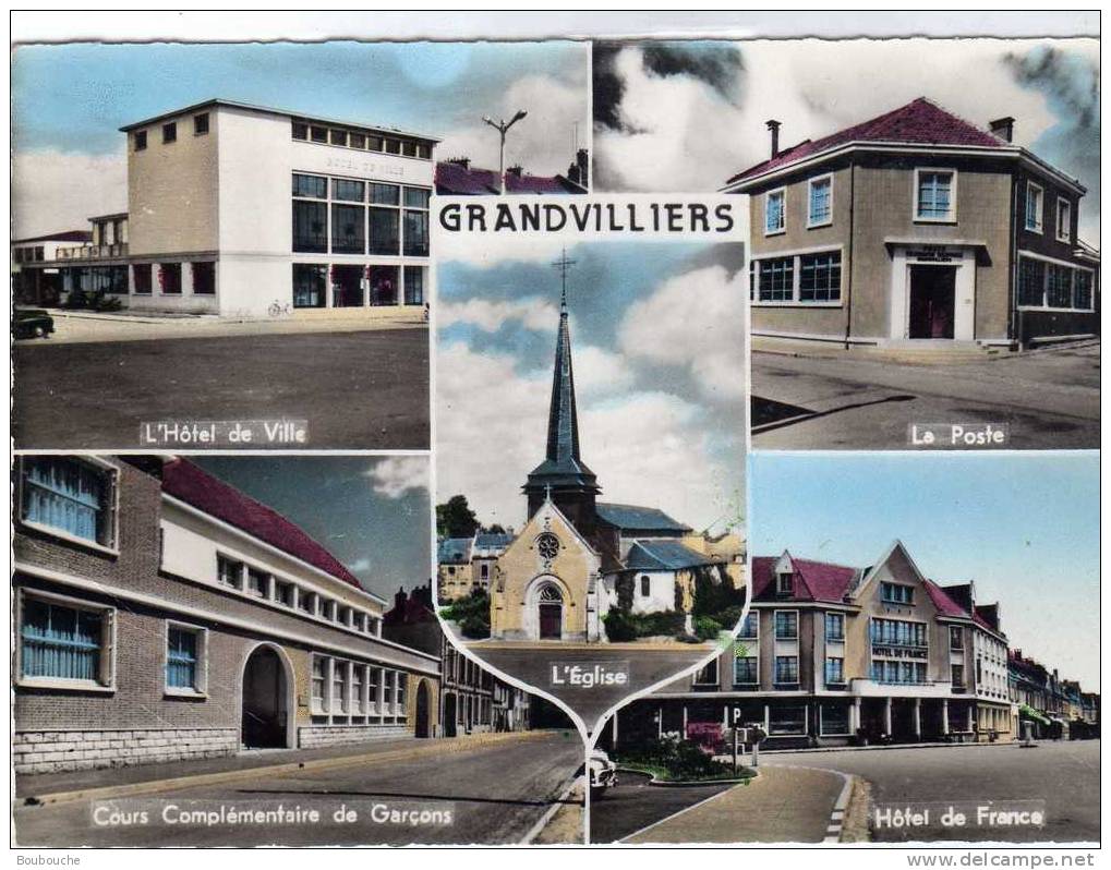 CPSM De GRANDVILLIERS 5 Vues Couleurs Poste Mairie Hôtel école église - Grandvilliers