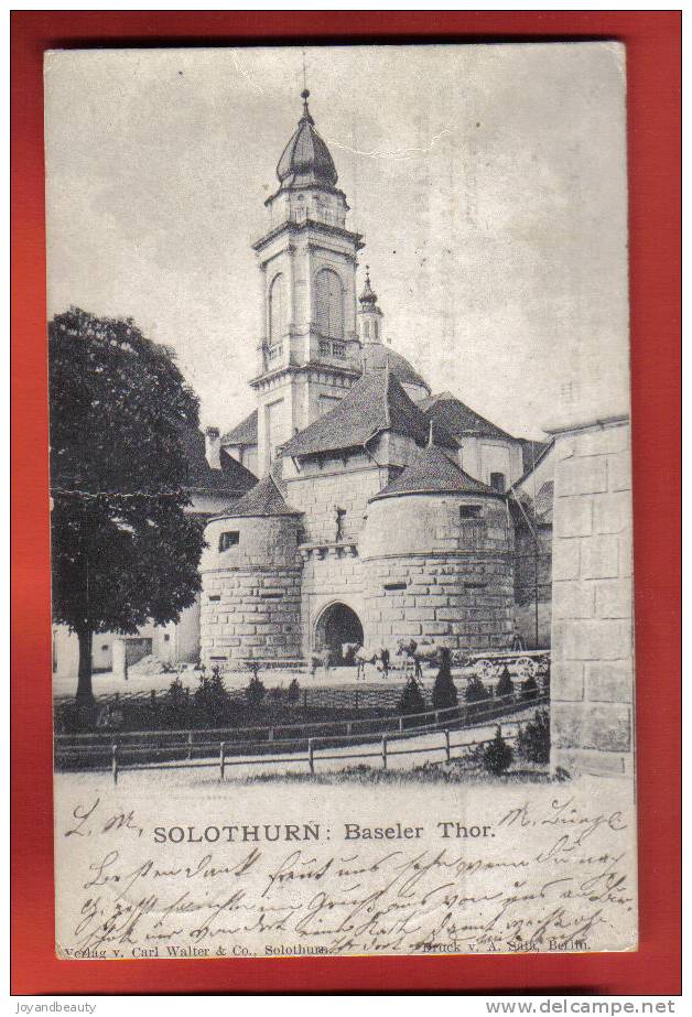 B810, Solothurn, Soleure, Baseler Thor , Précurseur, Circulée  1903 - Soleure