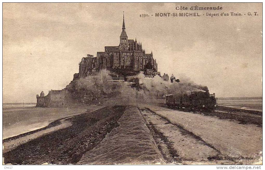 MONT SAINT MICHEL AVEC TRAIN A VAPEUR SUR LA DIGUE CIRC NON  EDIT TG /4391 - Le Mont Saint Michel