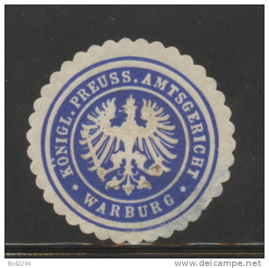 DEUTSCHSLAND PREUSSEN GERMANY PRUSSIA Siegelmarke Koeniglich Preussisches Amtsgericht - Warburg - Seals Of Generality