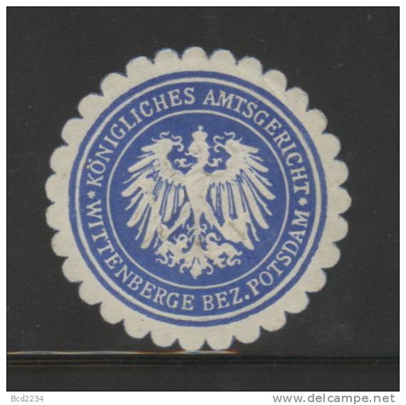 DEUTSCHSLAND PREUSSEN GERMANY PRUSSIA Siegelmarke Koeniglich Preussisches Amtsgericht - Wittenberge Bezirk Potsdam - Seals Of Generality