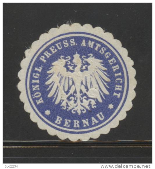 DEUTSCHSLAND PREUSSEN GERMANY PRUSSIA Siegelmarke Koeniglich Preussisches Amtsgericht - Bernau - Seals Of Generality