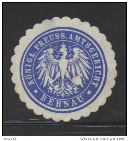 DEUTSCHSLAND PREUSSEN GERMANY PRUSSIA Siegelmarke Koeniglich Preussisches Amtsgericht - Bernau 2 - Seals Of Generality