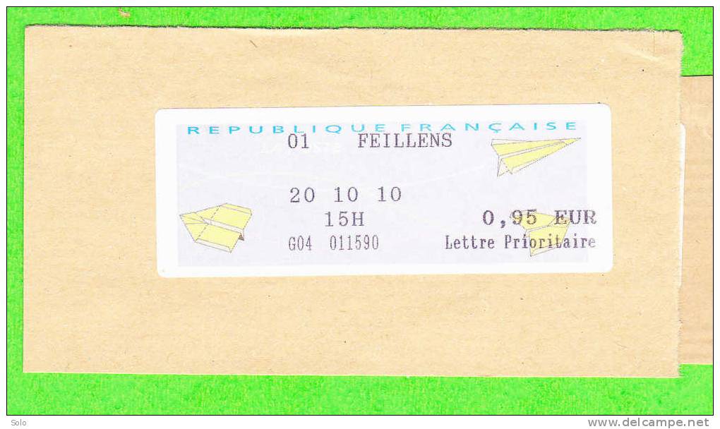 Sur Fragment - EMA LISA - FEILLENS (Ain) à 0€95 Du 20-10-2010 - 2000 Type « Avions En Papier »