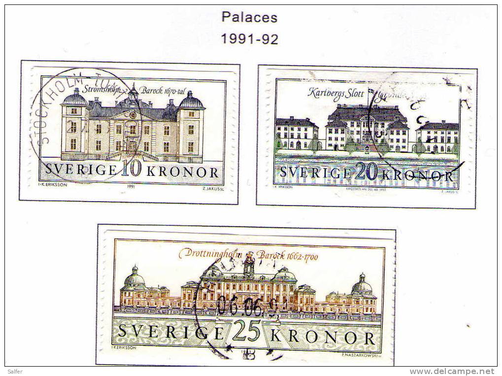 SCHWEDEN / SWEDEN / SVEZIA 1991-92 Palaces  Gest / Used  / Usati - Gebruikt