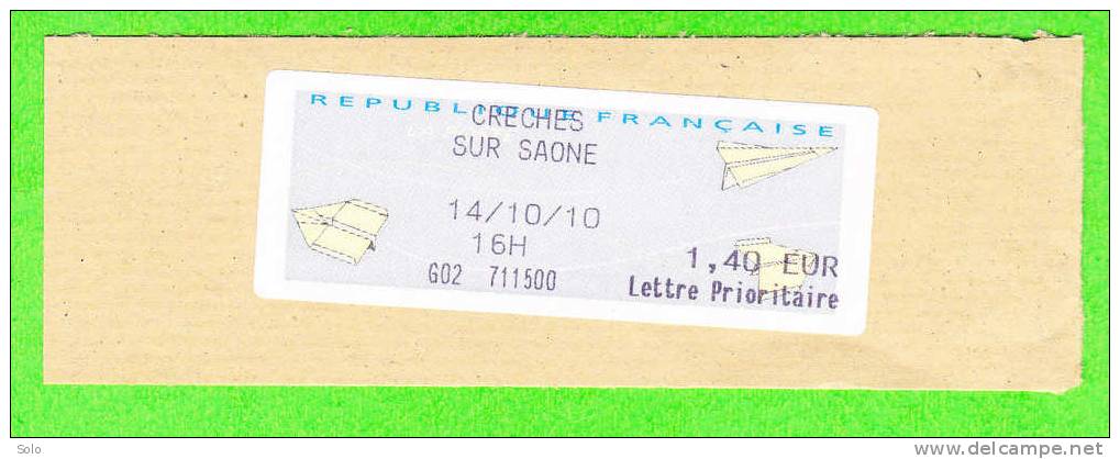 Sur Fragment - EMA LISA - CRECHES SUR SAONE (Saône Et Loire) à 1€40 Du 14-10-2010 - 2000 Type « Avions En Papier »