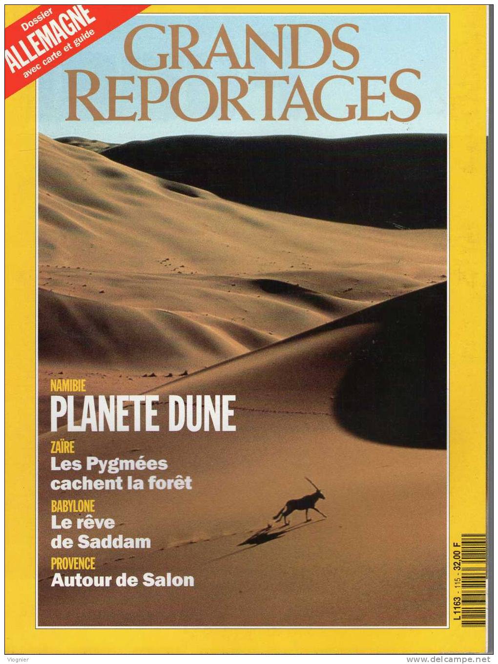 GRANDS REPORTAGES 	   Numéro 115 Juillet Août 1991     Namibie, Allemagne, Zaïre, Babylone, Provence - Geography