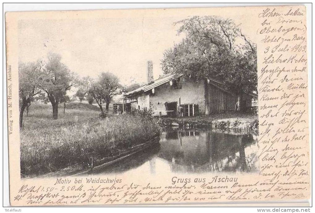 Aschau B Prien Reservestempel A AK Weidachwies 3.7.1903 - Rosenheim