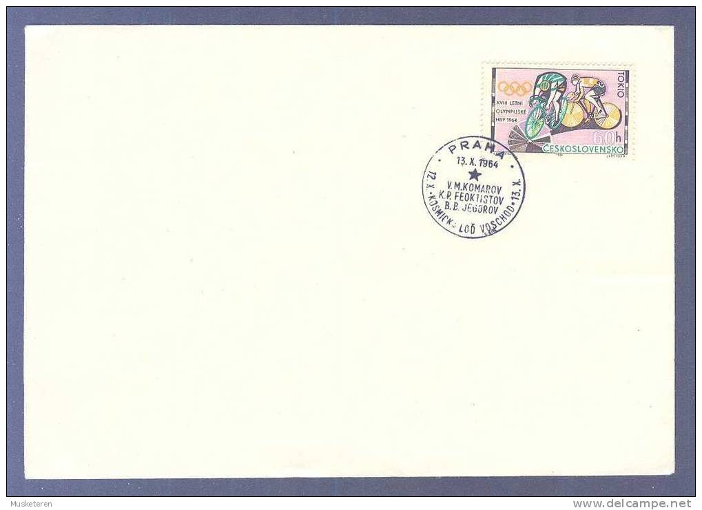 Czechoslovakia PRAHA 1964 Special Cancel Cover Olympic Games Tokyo Cycling Kamarov Feoktistov Jegorov - Lettres & Documents