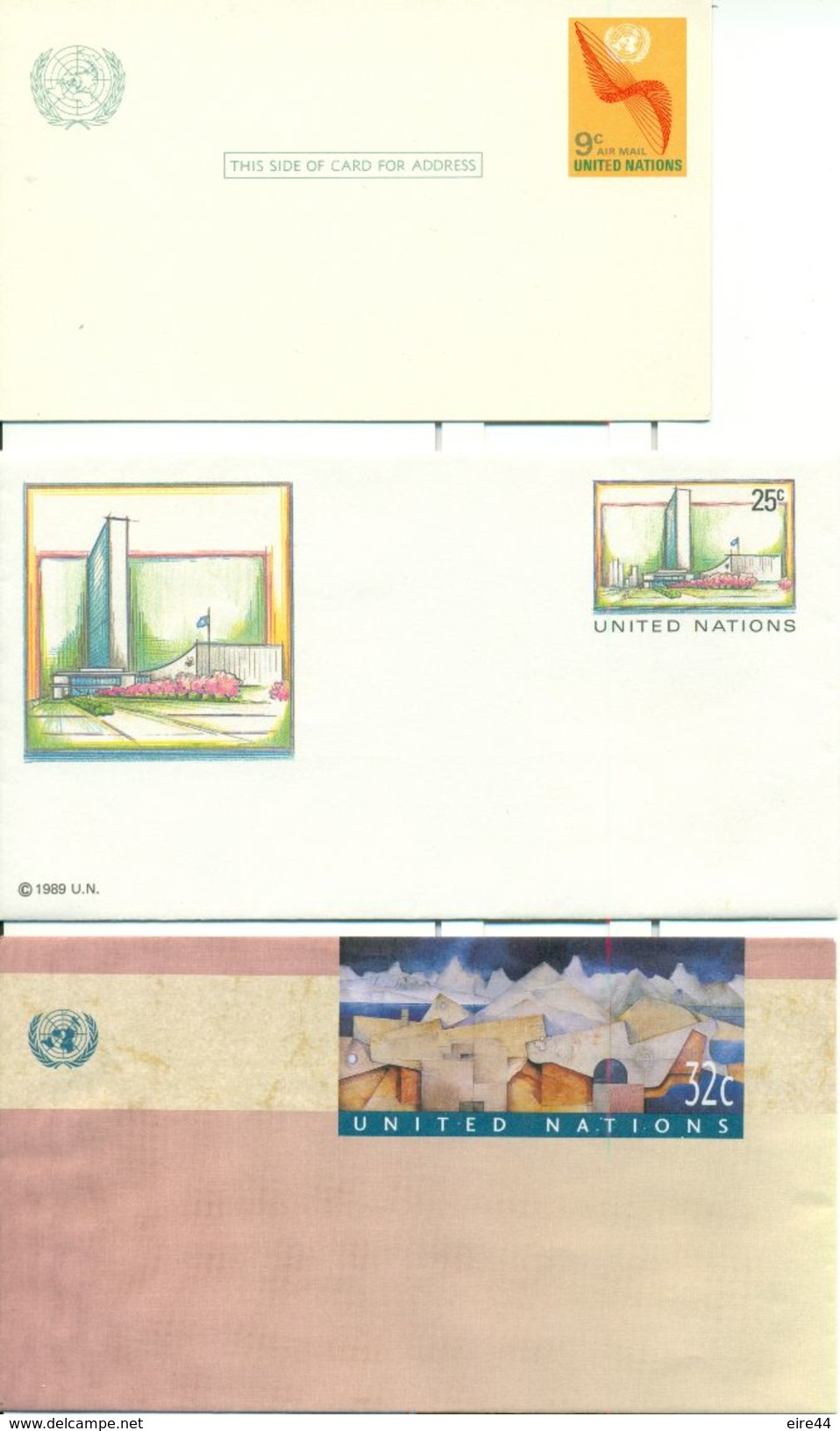 United Nations New York  9  Postcards Mint Airmail Postal Stationery - Poste Aérienne