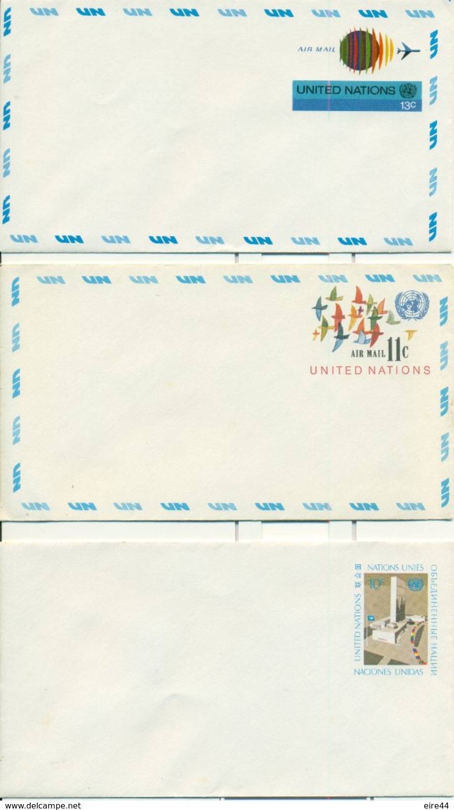 United Nations New York  9  Postcards Mint Airmail Postal Stationery - Luftpost