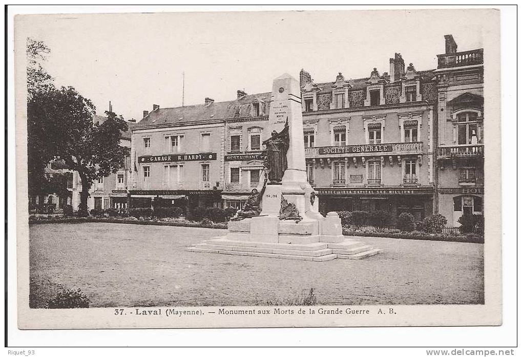 37 - LAVAL -  Monument Aux Morts De La Grande Guerre  A.B. - Laval