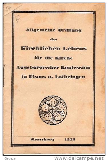 67 STRASBOURG LIVRET Allgemeine Ordnung Des KIRCHLICHEN LEBENS.. 1934  15 Pages - Cristianismo