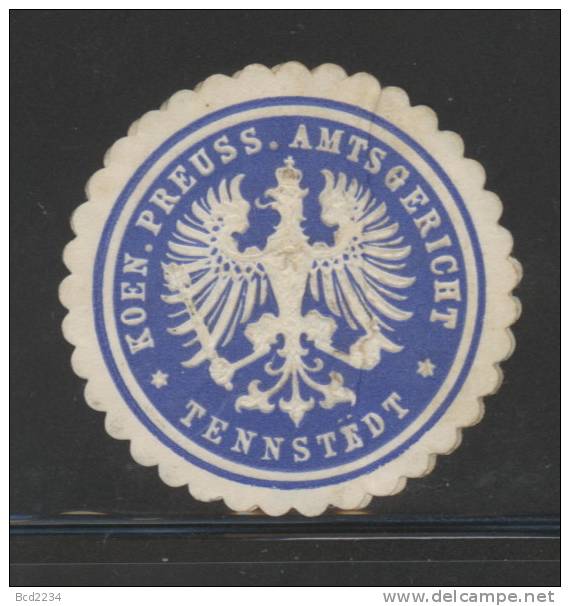 DEUTSCHSLAND PREUSSEN GERMANY PRUSSIA Siegelmarke Koeniglich Preussisches Amtsgericht - Tennstedt - Matasellos Generales