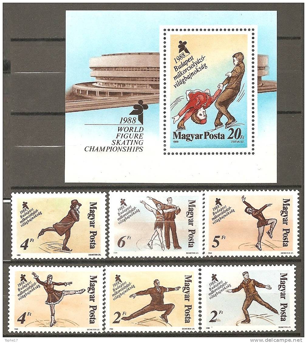 18 - Hongrie - 1988 - Y&T  3150 à 3155 + Bloc 196  -   Neuf ** - Unused Stamps