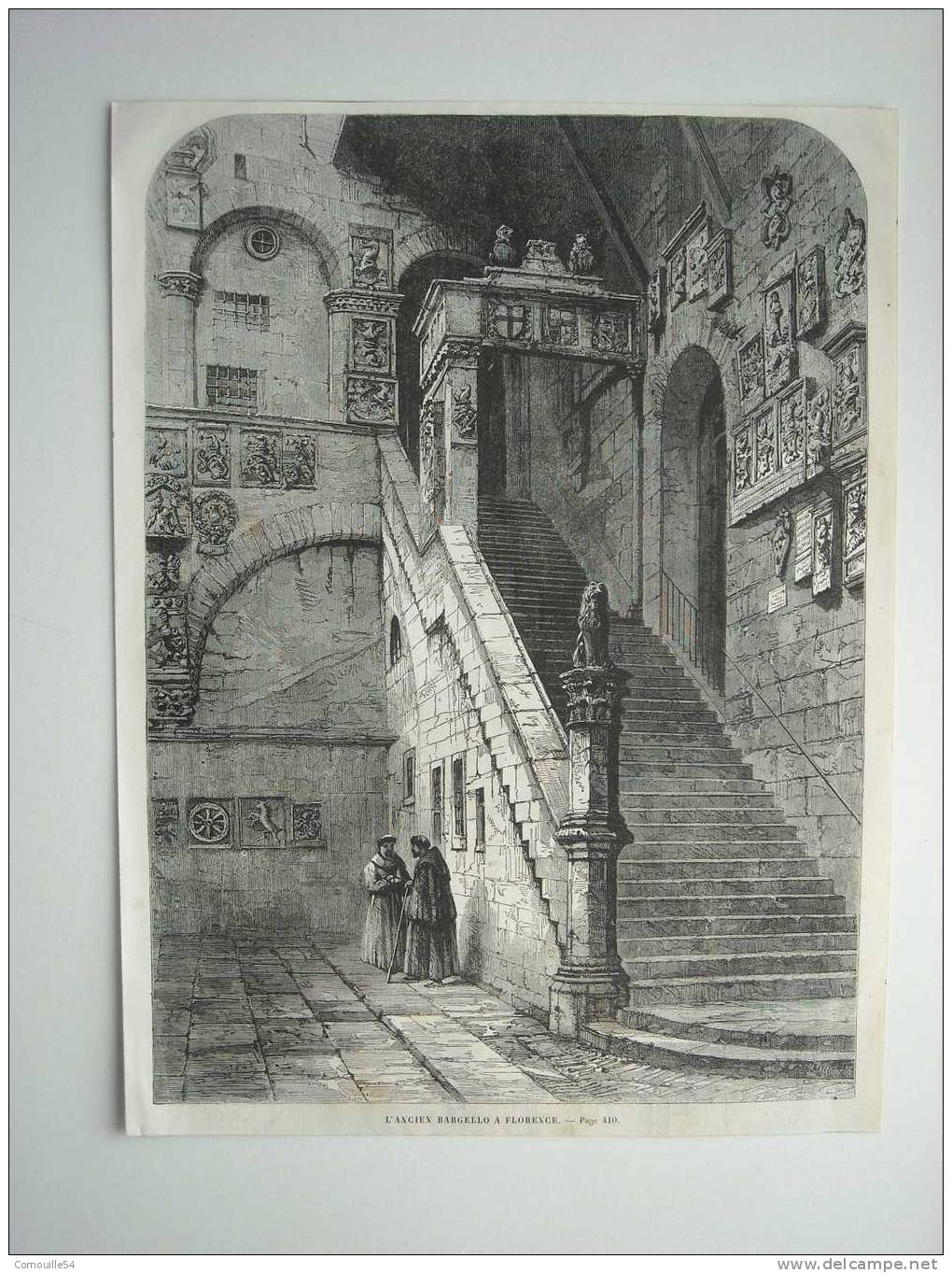 GRAVURE 1862. L’ANCIEN BARGELLO A FLORENCE. AU DOS; LA MELANCOLIE PAR CHARLES LANDELLE. - Prints & Engravings