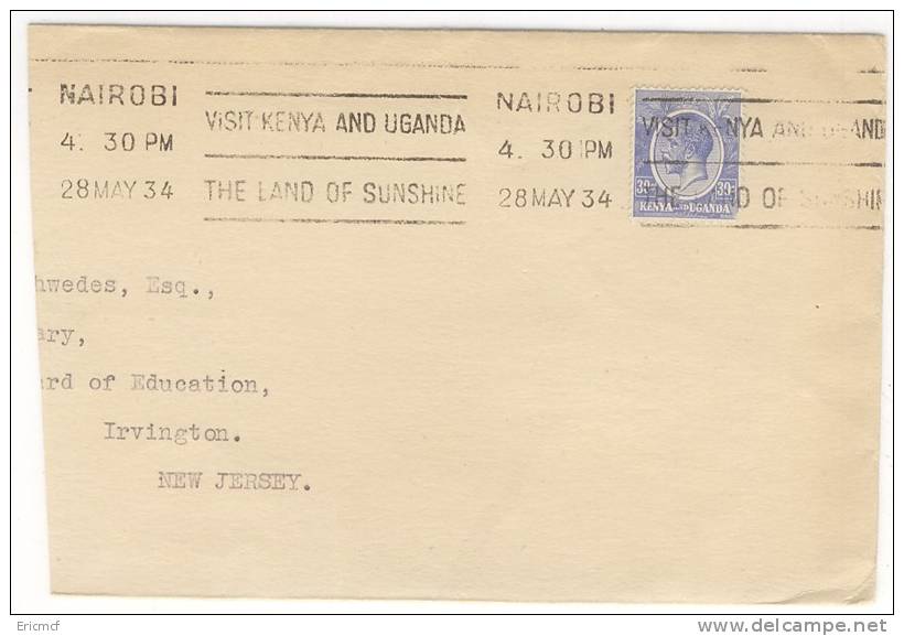 Kenya And Uganda KUT 1934 Cover To USA--------- - Kenya & Uganda