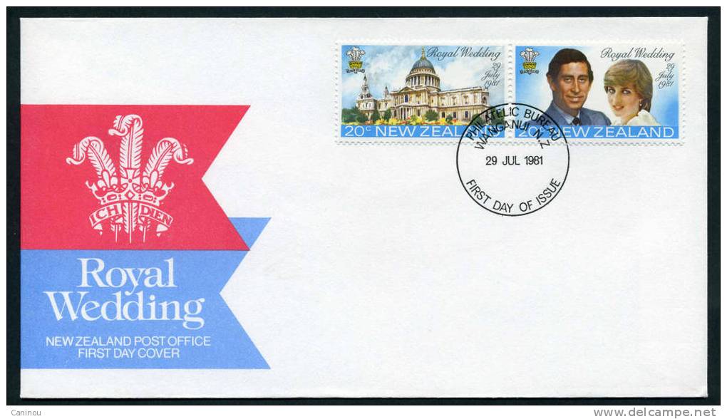 NOUVELLE-ZELANDE 1er JOUR FDC 1981 MARIAGE ROYAL LADY DI  Y&T 796 - 797 - FDC