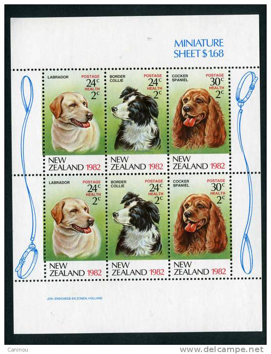 NOUVELLE-ZELANDE BLOC FEUILLET NEUF 1982 POUR ENFANCE CHIENS Y&T 47 - Blocks & Sheetlets