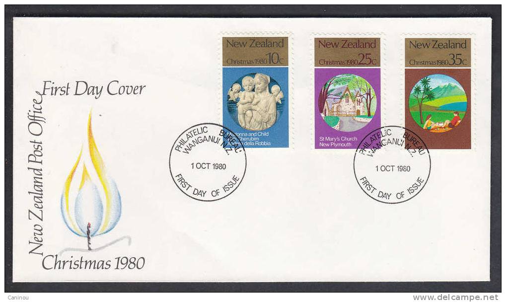 NOUVELLE-ZELANDE 1er JOUR FDC 1980 NOEL Y&T 778 - 780 - FDC