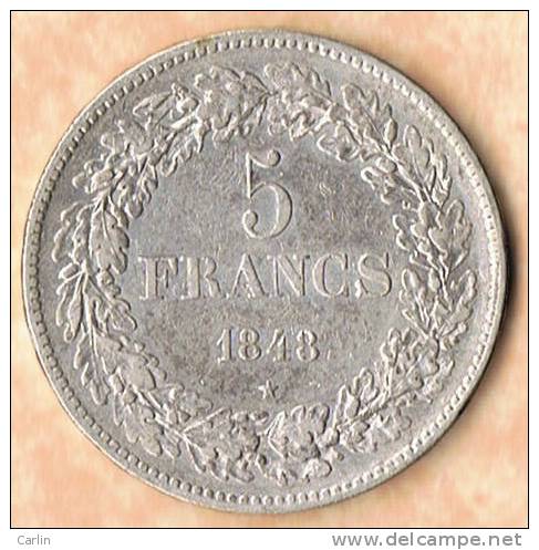 Léopold Ier 5 Francs 1848 . Morin :N°14 - 5 Francs