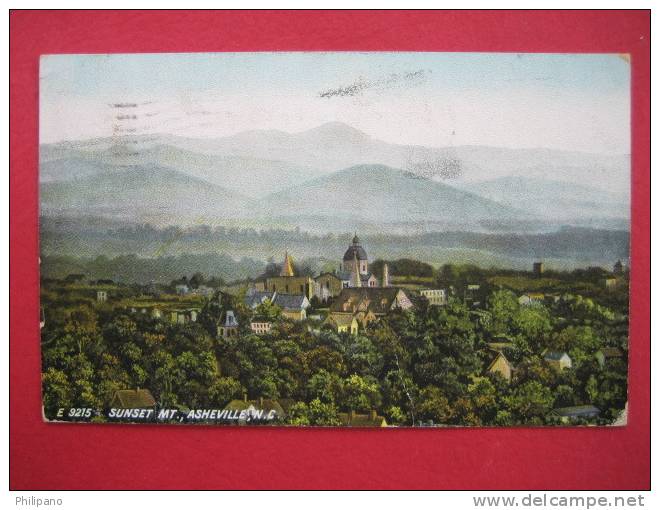 Asheville NC   Sunset Mountain  1909 Cancel - Asheville