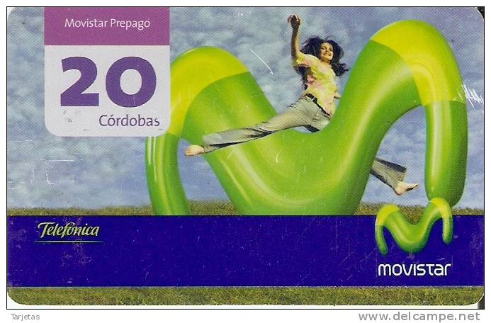 TARJETA DE NICARAGUA DE MOVISTAR MOVIL 20 CORDOBAS CHICA SOBRE LA M - Nicaragua