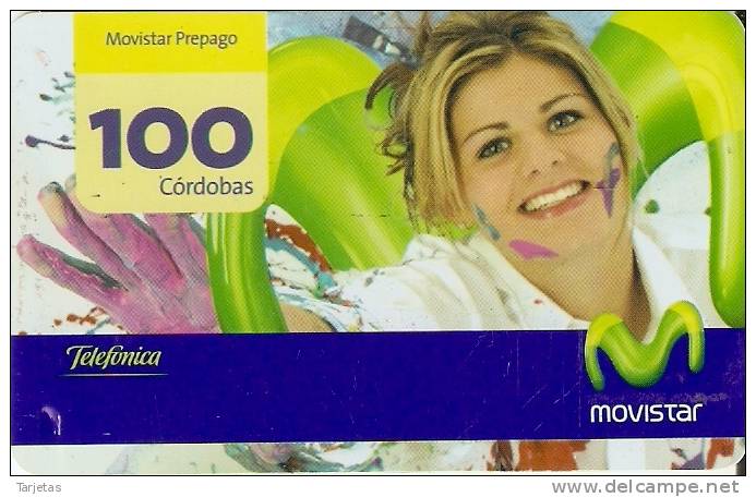 TARJETA DE NICARAGUA DE MOVISTAR MOVIL 100 CORDOBAS (con Pequeña Marca) - Nicaragua