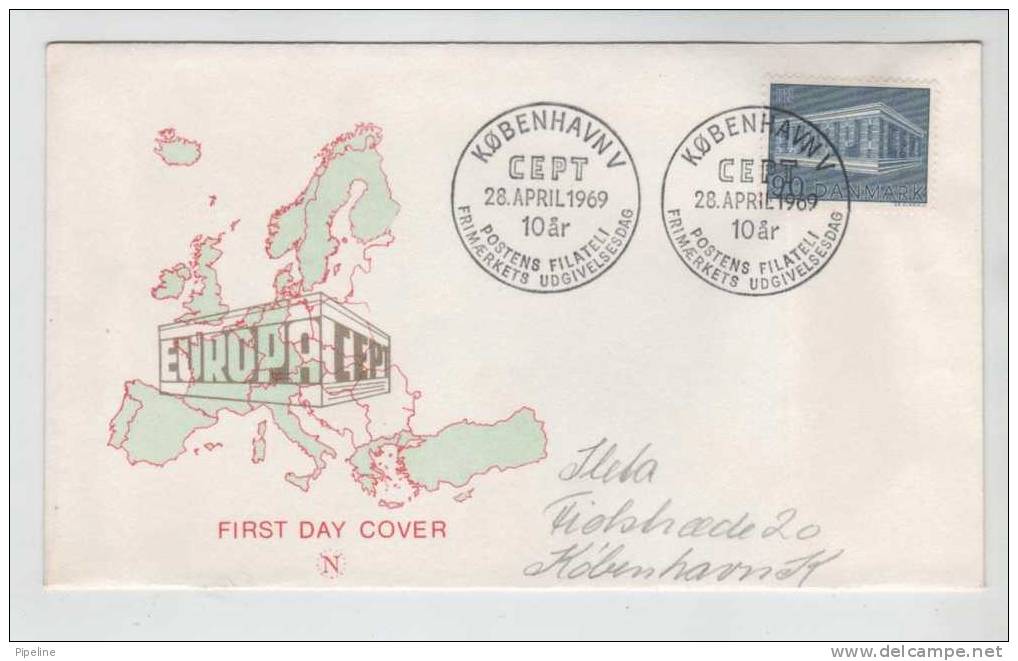 Denmark FDC 28-4-1969 EUROPA CEPT 10th Anniversary With Cachet - 1969