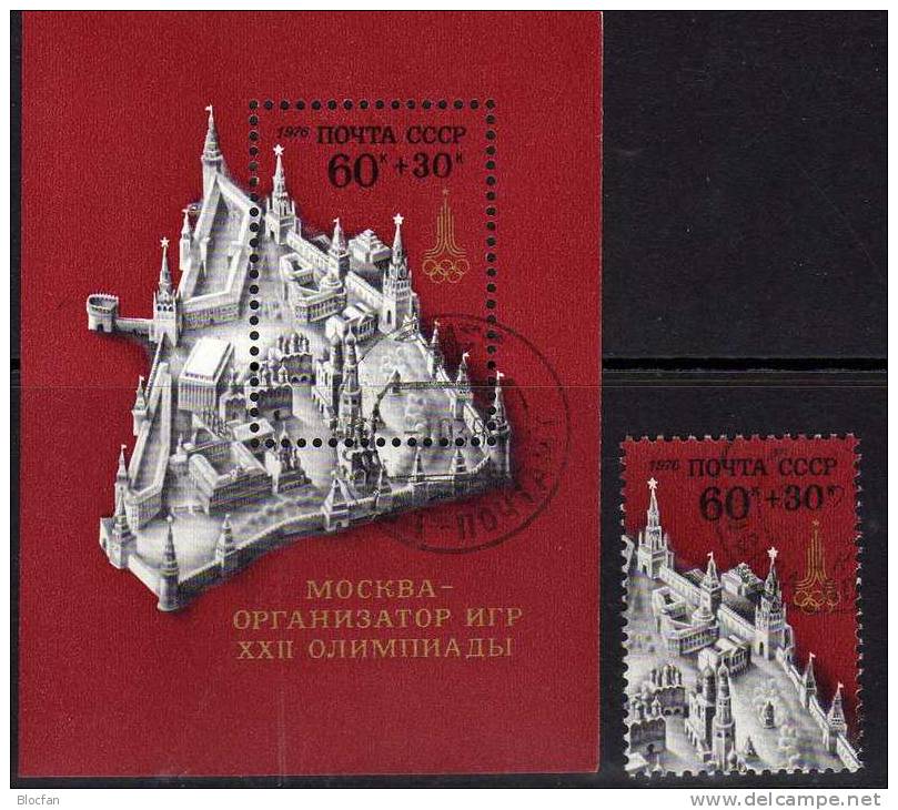 Sommer-Olympiade 1980 Moskau Kreml-Mauern 4566 Plus Block 117 Sowjetunion O 6€ Sport Bloc Olympic Sheet Bf USSR CCCP SU - Collections