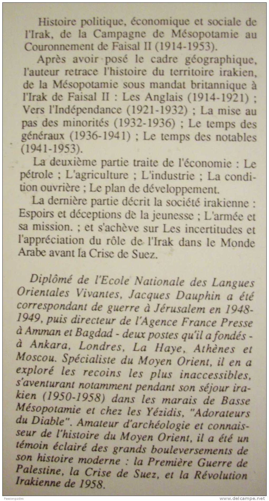 INCERTAIN IRAK TABLEAU D'UN ROYAUME AVANT LA TEMPETE 1914-1953 JACQUES DAUPHIN / ED 1991 / MOYEN ORIENT - Politique